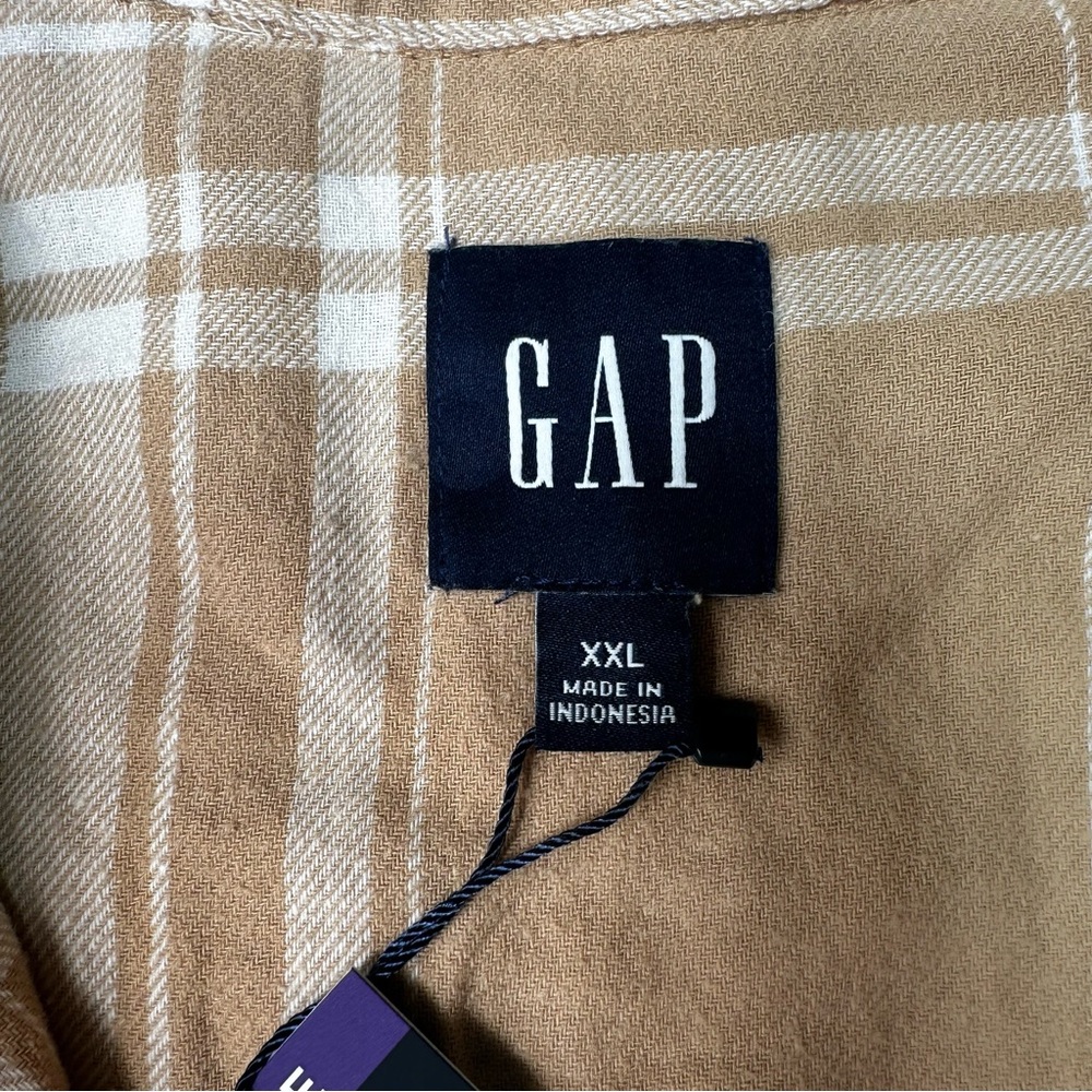 Gap Women's Soft‎ Cotton Relaxed Fit Button Up Flannel Shirt Size XXLarge -New - Picture 9 of 11